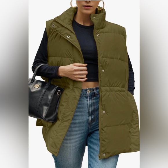 Jackets & Blazers - Olive Green Puffer Vest